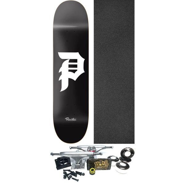 Primitive Skateboarding Dirty P Black / White Skateboard Deck - 8.5" x 32" - Complete Skateboard Bundle